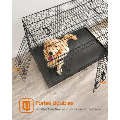Feandrea Cage pour Grands Chiens, Pliable avec 2 Portes Feandrea Cage pour Grands Chiens, Pliable avec 2 Portes