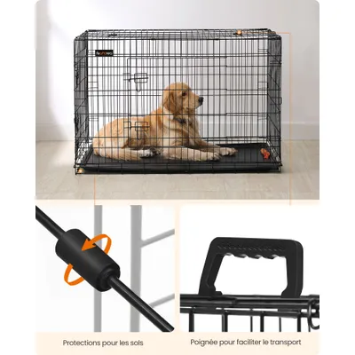 Feandrea Cage pour Grands Chiens, Pliable avec 2 Portes Feandrea Cage pour Grands Chiens, Pliable avec 2 Portes