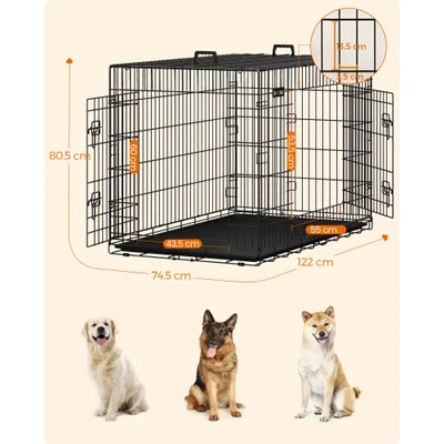 Feandrea Cage pour Grands Chiens, Pliable avec 2 Portes