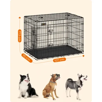 Feandrea Cage pour Chiens de taille moyenne, Pliable avec 2 Portes