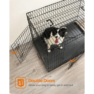 Feandrea Cage pour Chiens de taille moyenne, Pliable avec 2 Portes