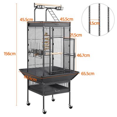 Cage à Oiseaux Sur Pied En Métal Avec Toit Perchoir Cage Pour Perruches