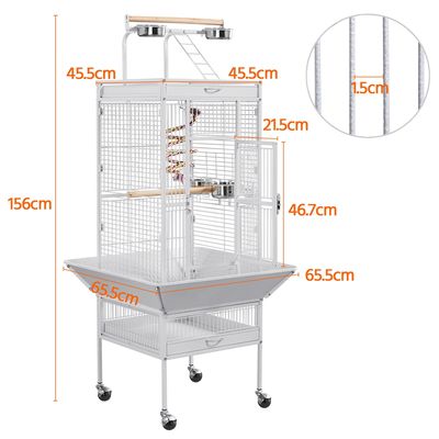 Cage à Oiseaux Sur Pied Avec Toit Perchoir Cage Pour Perruches à Roulettes