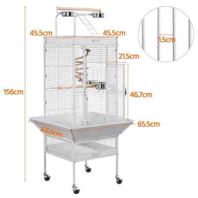 Cage à Oiseaux Sur Pied Avec Toit Perchoir Cage Pour Perruches à Roulettes