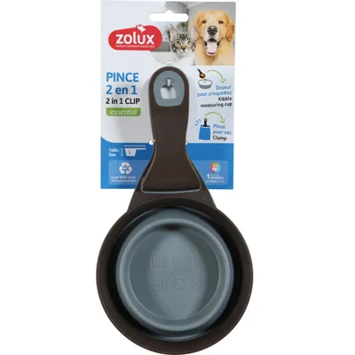 Pince 2 en 1 doseur silicone L  473 ml gris pour chat et chien