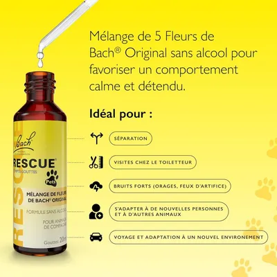 RESCUE Pipette Apaisante 20ml pour Animaux Végétalien Sans Alcool