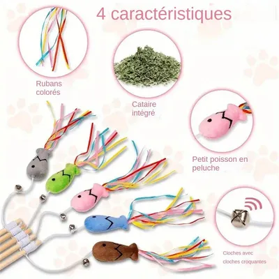 MCBOSON Katzenangel-Set, 5-teilig