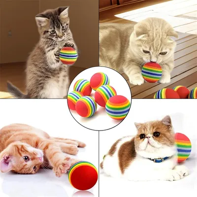 Rainbow Cat Toy Ball - 9 balles de 4,2 cm pour chats et chiens