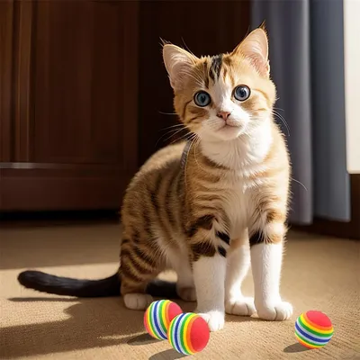 Rainbow Cat Toy Ball - 9 balles de 4,2 cm pour chats et chiens