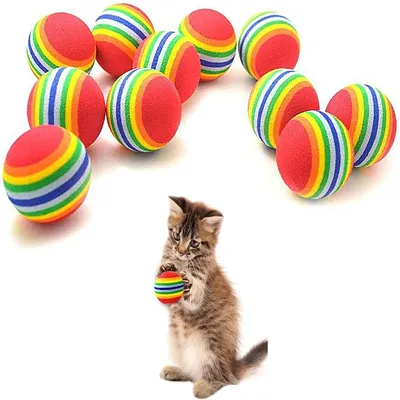 Rainbow Cat Toy Ball - 9 balles de 4,2 cm pour chats et chiens Rainbow Cat Toy Ball - 9 balles de 4,2 cm pour chats et chiens