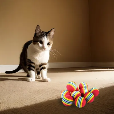 Rainbow Cat Toy Ball - 9 balles de 4,2 cm pour chats et chiens