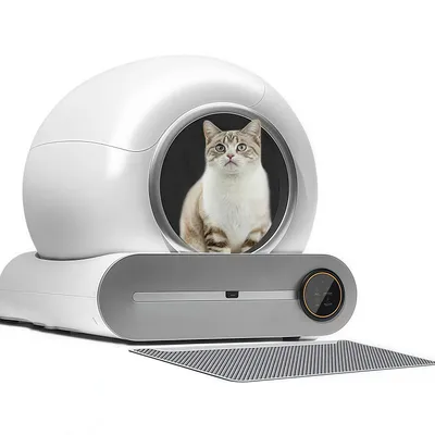 Grand bac à litière automatique pour chat - Meuble de litière caché