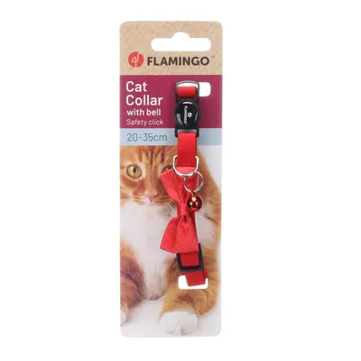 Collier avec nœud Castor Rouge 20 – 35 cm pour chat