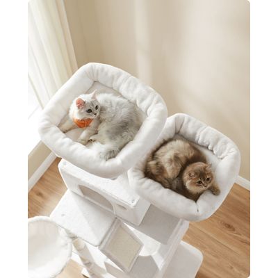 FEANDREA Arbre à Chat 206 cm, avec 13 Griffoirs, 2 Plate-forme, 2 Niches