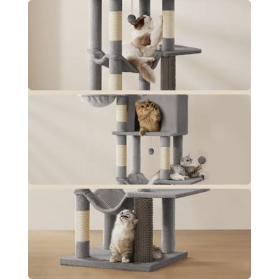 Feandrea Arbre à Chat, Grand, avec 2 Niches, 2 Paniers, 5 Griffoirs