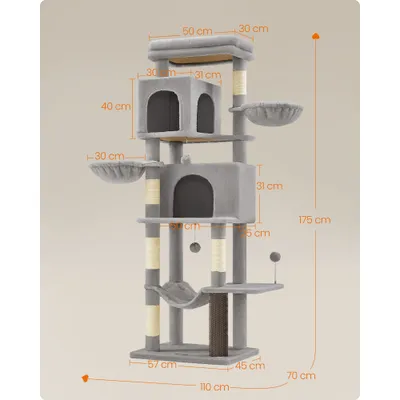 Feandrea Arbre à Chat, Grand, avec 2 Niches, 2 Paniers, 5 Griffoirs