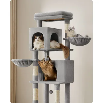 Feandrea Arbre à Chat, Grand, avec 2 Niches, 2 Paniers, 5 Griffoirs