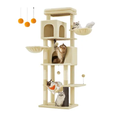 Feandrea Arbre à Chat, Grand, avec 2 Niches, 2 Paniers, 5 Griffoirs