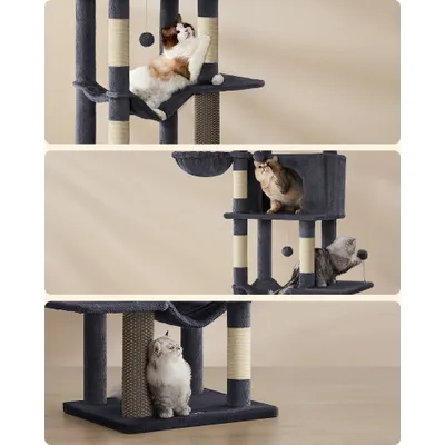 Feandrea Arbre à Chat, Grand, avec 2 Niches, 2 Paniers, 5 Griffoirs
