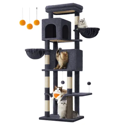 Feandrea Arbre à Chat, Grand, avec 2 Niches, 2 Paniers, 5 Griffoirs