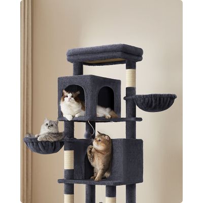 Feandrea Arbre à Chat, Grand, avec 2 Niches, 2 Paniers, 5 Griffoirs