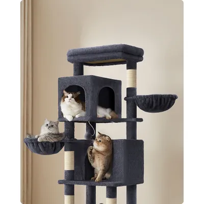 Feandrea Arbre à Chat, Grand, avec 2 Niches, 2 Paniers, 5 Griffoirs