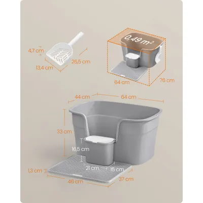 Feandrea Bac à Litière, Grand, pour Foyers Multi-Chats