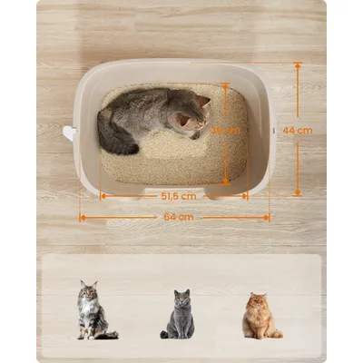 Feandrea Bac à Litière, Grand, pour Foyers Multi-Chats