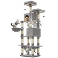 FEANDREA Arbre à Chat 206 cm, avec 13 Griffoirs, 2 Plate-forme, 2 Niches