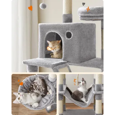 FEANDREA Arbre à Chat 203,5 cm, avec 13 Griffoirs, 2 Plate-forme, 2 Niches