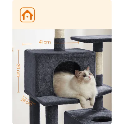 FEANDREA Arbre à Chat 203,5 cm, avec 13 Griffoirs, 2 Plate-forme, 2 Niches