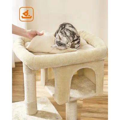 Feandrea Arbre à Chat, Tour de Jeux 84 cm, Maison pour Chats Jusqu’à 7 kg