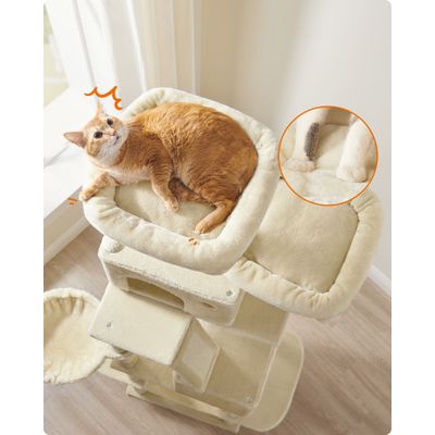 FEANDREA Arbre à Chat 206 cm, avec 13 Griffoirs, 2 Plate-forme, 2 Niches