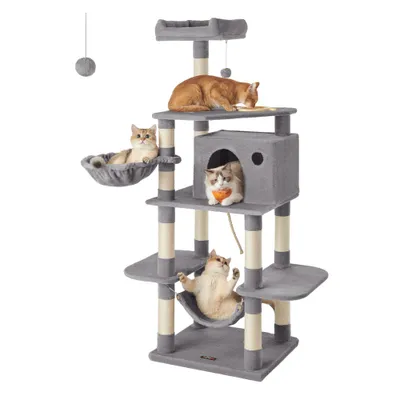 FEANDREA Arbre à Chat Hauteur de 164 cm Multi-Niveaux avec Bol FEANDREA Arbre à Chat Hauteur de 164 cm Multi-Niveaux avec Bol