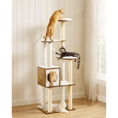 Feandrea Arbre à Chat, Tour de Jeux Moderne 165 cm, avec 9 Griffoirs