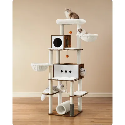 Feandrea Arbre à Chat, Tour de Jeux Moderne de 197 cm, Multi-Niveaux