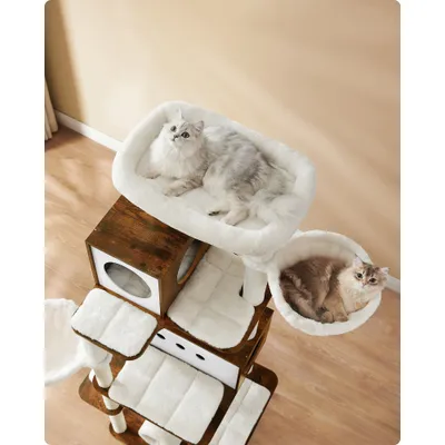 Feandrea Arbre à Chat, Tour de Jeux Moderne de 197 cm, Multi-Niveaux