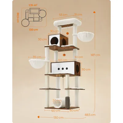 Feandrea Arbre à Chat, Tour de Jeux Moderne de 197 cm, Multi-Niveaux