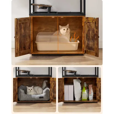 Feandrea Arbre à Chat avec Cache-litière, Poteau à Griffer, Tapis Lavable