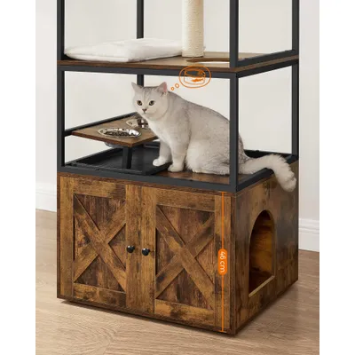 Feandrea Arbre à Chat avec Cache-litière, Poteau à Griffer, Tapis Lavable