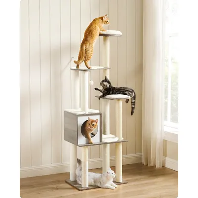 Feandrea Arbre à Chat, Tour de Jeux Moderne 165 cm, avec 9 Griffoirs