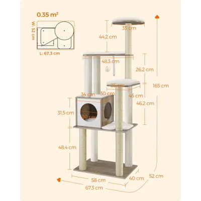 Feandrea Arbre à Chat, Tour de Jeux Moderne 165 cm, avec 9 Griffoirs