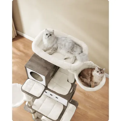 Feandrea Arbre à Chat, Tour de Jeux Moderne de 197 cm, Multi-Niveaux