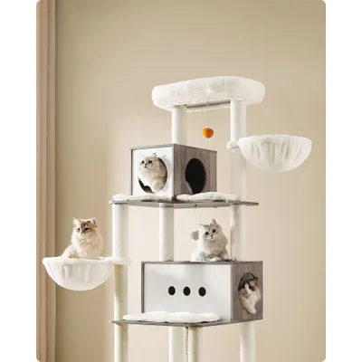 Feandrea Arbre à Chat, Tour de Jeux Moderne de 197 cm, Multi-Niveaux