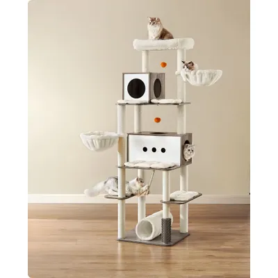 Feandrea Arbre à Chat, Tour de Jeux Moderne de 197 cm, Multi-Niveaux