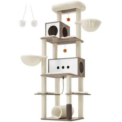 Feandrea Arbre à Chat, Tour de Jeux Moderne de 197 cm, Multi-Niveaux