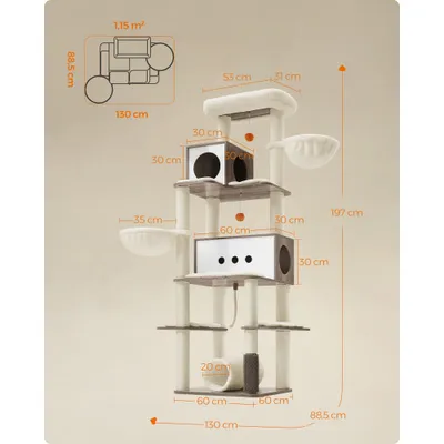Feandrea Arbre à Chat, Tour de Jeux Moderne de 197 cm, Multi-Niveaux