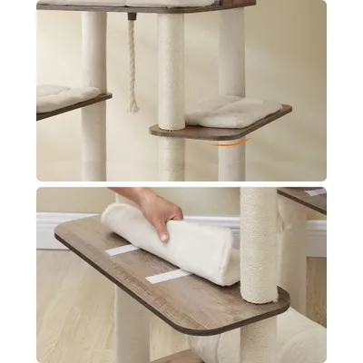 Feandrea Arbre à Chat, Tour de Jeux Moderne de 197 cm, Multi-Niveaux