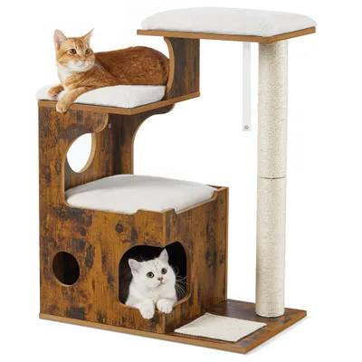 FEANDREA Arbre à Chat, Hauteur 86 cm, 3 Plate-Formes et 1 Niche FEANDREA Arbre à Chat, Hauteur 86 cm, 3 Plate-Formes et 1 Niche