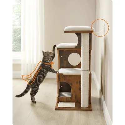 FEANDREA Arbre à Chat, Hauteur 86 cm, 3 Plate-Formes et 1 Niche